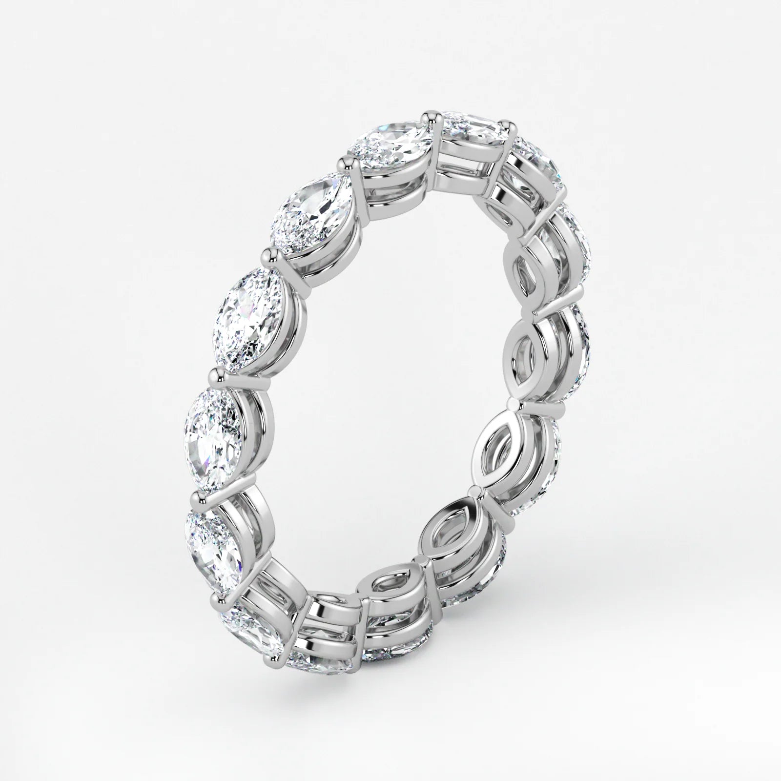 Marquise Cut Lab Grown Diamond Eternity Wedding Ring in Platinum