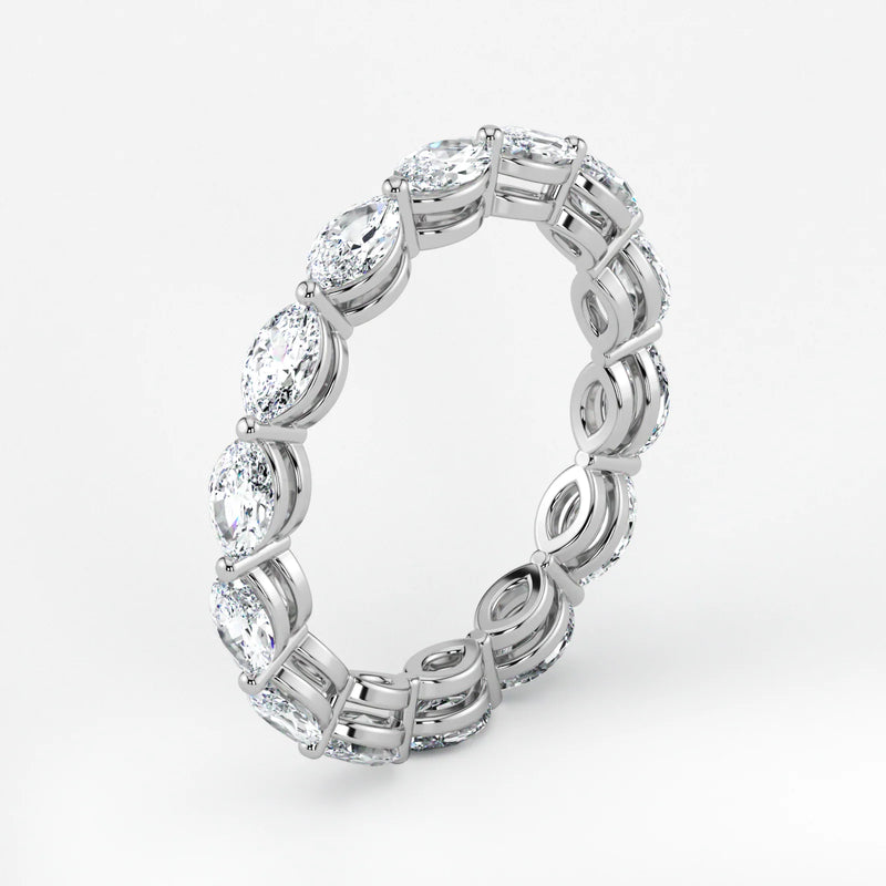 Marquise Cut Lab Grown Diamond Eternity Wedding Ring in Platinum