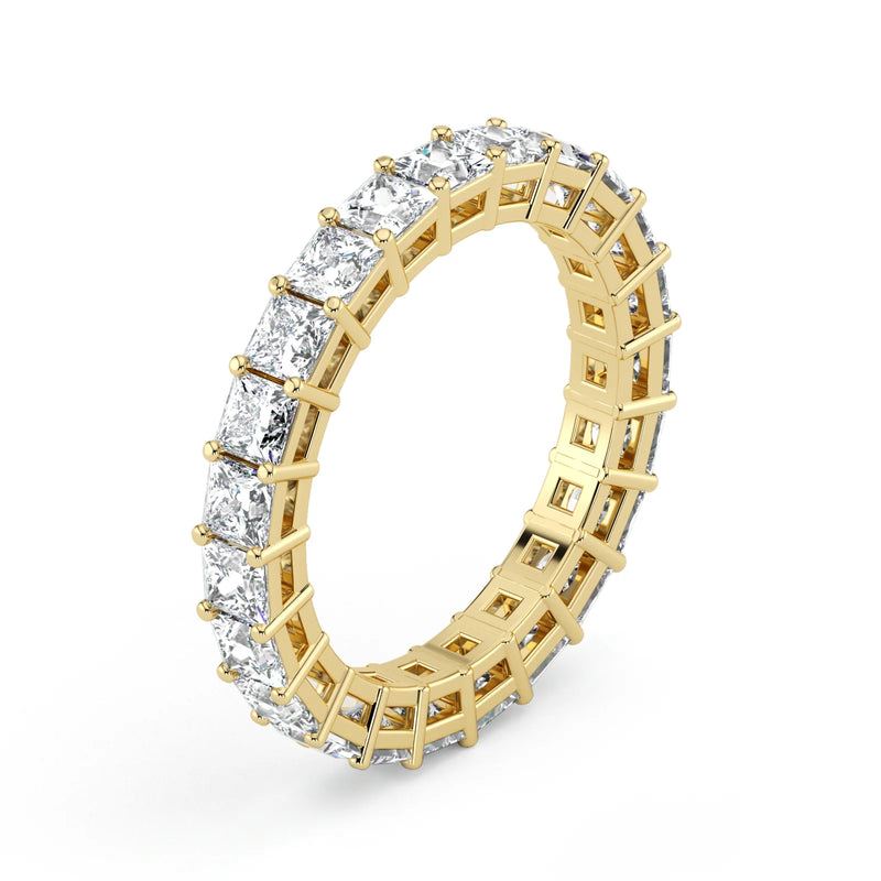 Princess Cut Lab Grown Diamond Eternity Wedding Ring in 18K Yellow Gold