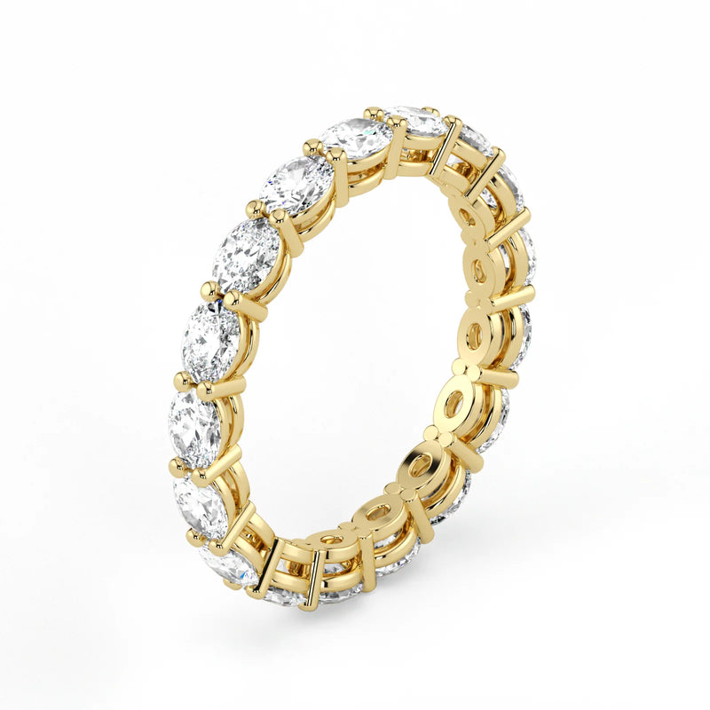 Oval Cut Lab Grown Diamond Eternity Wedding Ring in 18K Yellow Gold