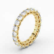 Cushion Cut Lab Grown Diamond Eternity Wedding Ring in 18K Yellow Gold