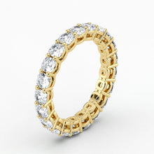Cushion Cut Lab Grown Diamond Eternity Wedding Ring in 18K Yellow Gold