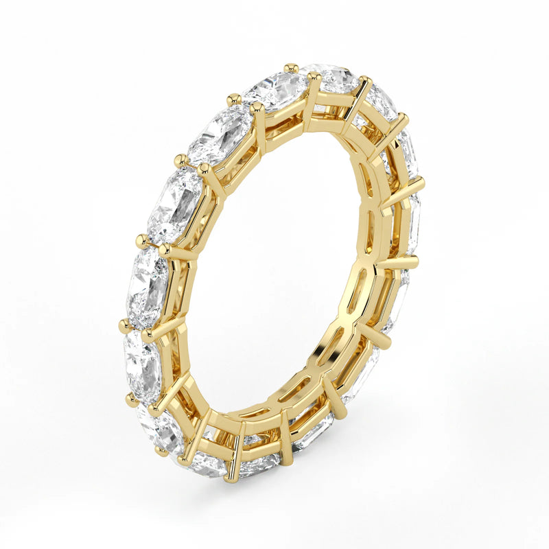 Radiant Cut Lab Grown Diamond Eternity Wedding Ring in 18K Yellow Gold