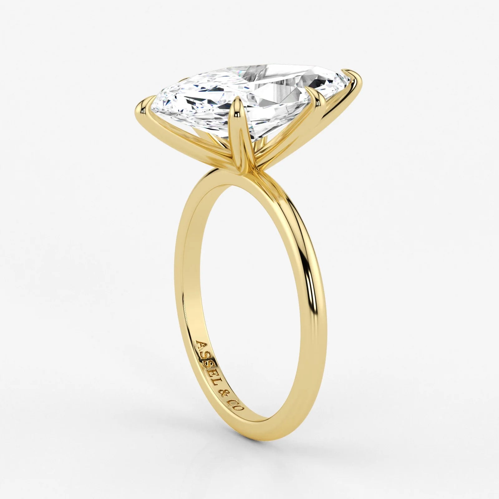 Marquise Cut Lab Grown Diamond Engagement Ring in 18K Yellow Gold - Solitaire Style