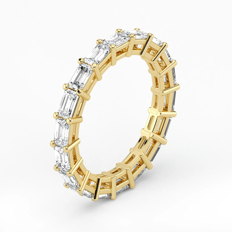 Emerald Cut Lab Grown Diamond Eternity Wedding Ring in 18K Yellow Gold