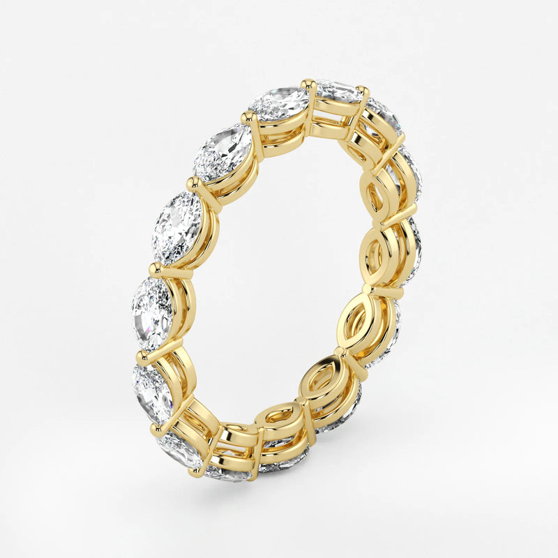 Marquise Cut Lab Grown Diamond Eternity Wedding Ring in 18K Yellow Gold