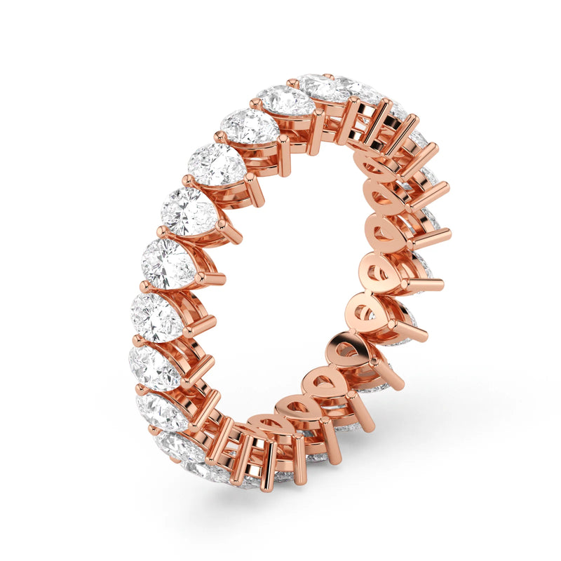 Pear Cut Lab Grown Diamond Eternity Wedding Ring in 18K Rose Gold