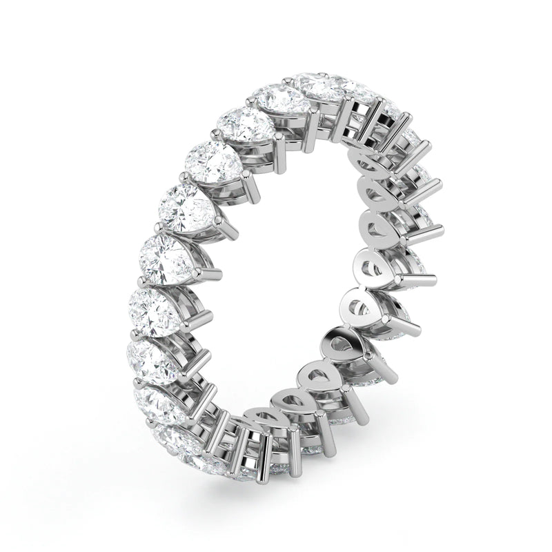 Pear Cut Lab Grown Diamond Eternity Wedding Ring in 18K White Gold