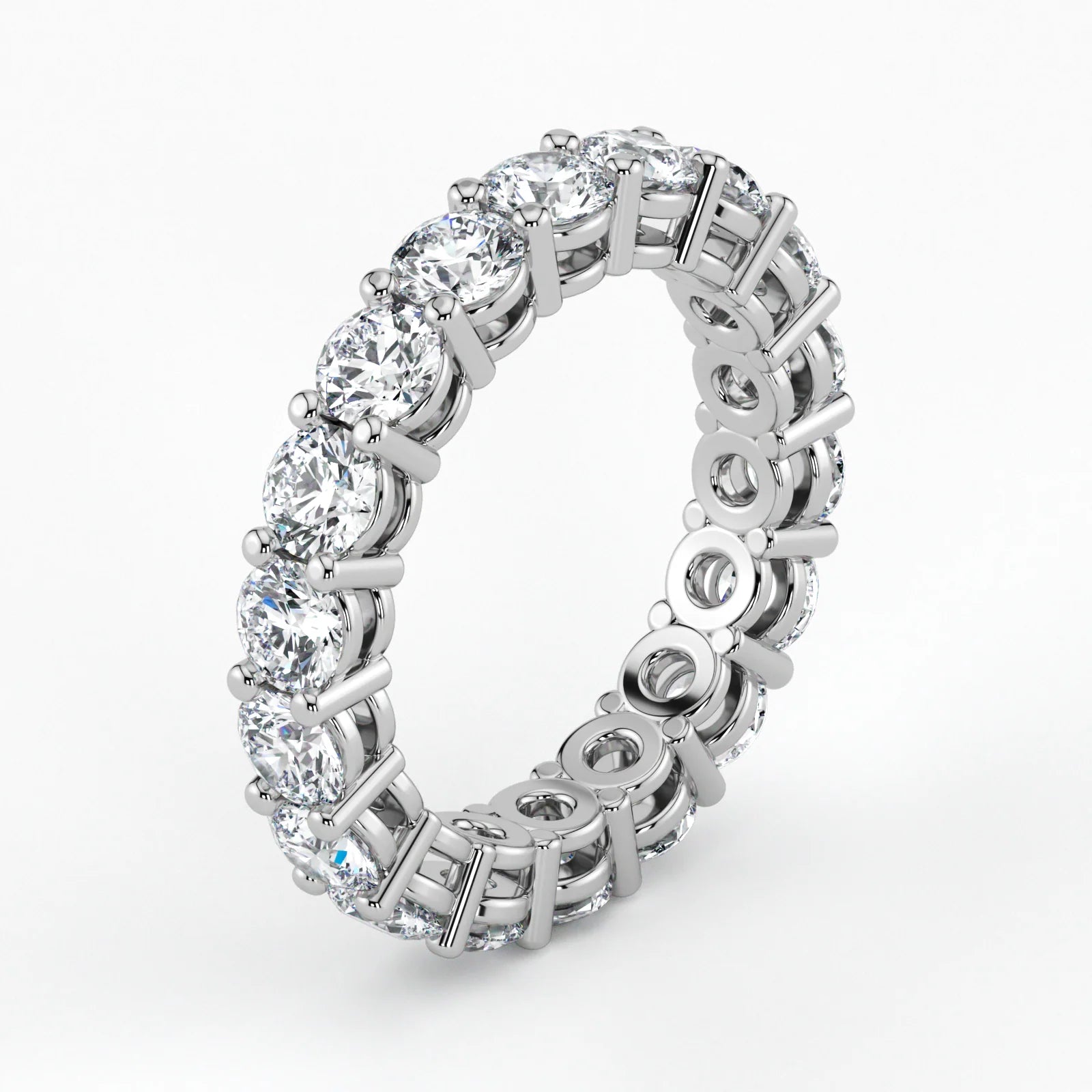 Round Cut Lab Grown Diamond Eternity Wedding Ring in 18K White Gold