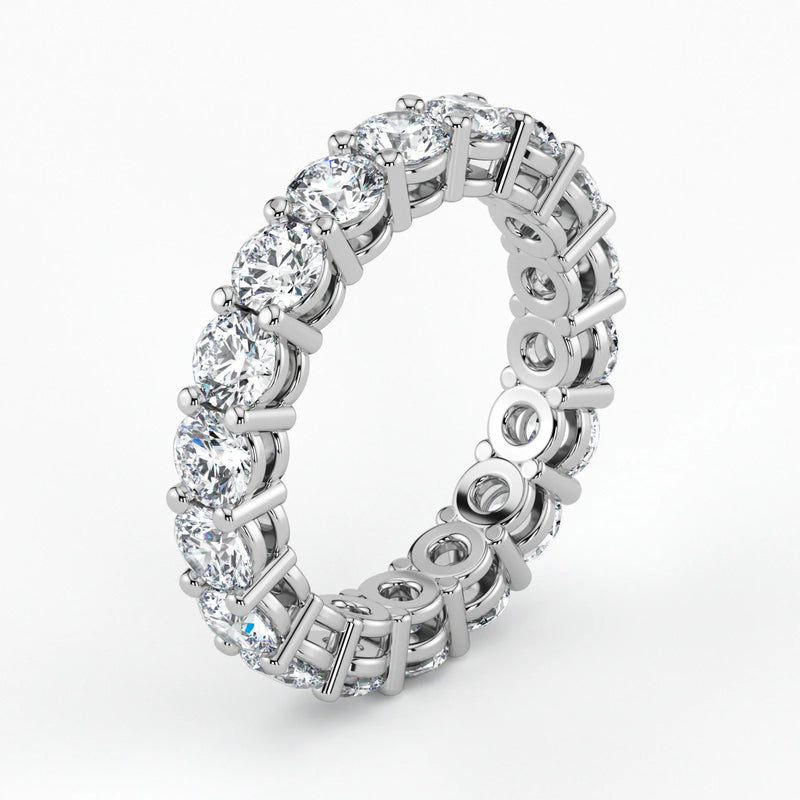 Round Cut Lab Grown Diamond Eternity Wedding Ring in 18K White Gold