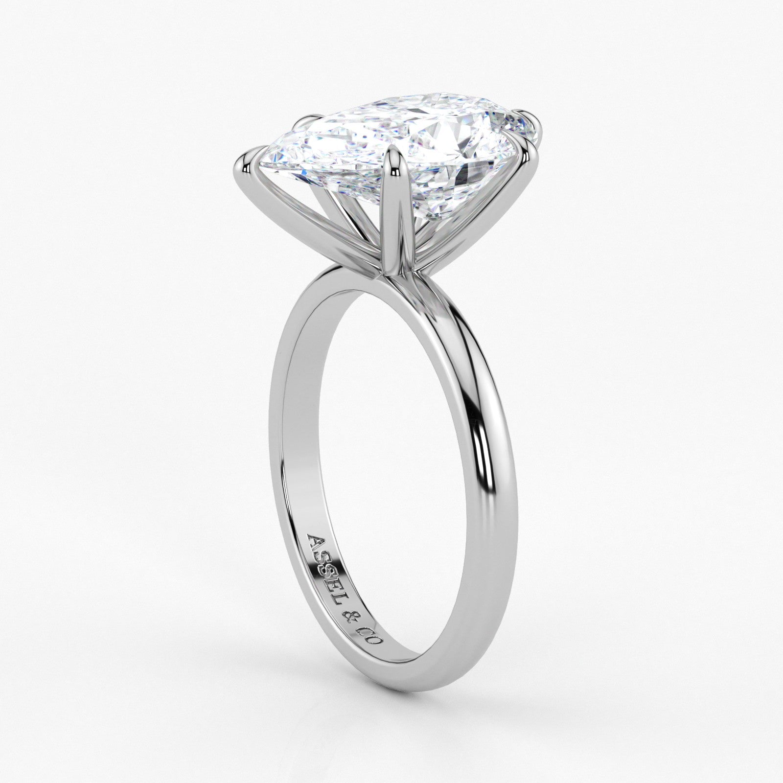 Pear Cut Lab Grown Diamond Engagement Ring in Platinum - Solitaire Style