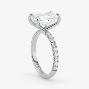 Diamond ring with a clear gemstone on a white background