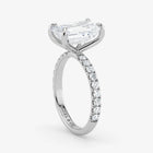 Emerald Cut Lab Grown Diamond Engagement Ring in Platinum - Pave Style