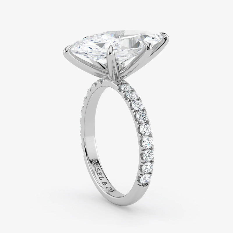 Marquise Cut Lab Grown Diamond Engagement Ring in Platinum - Pave Style