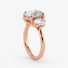 Oval Cut Lab Grown Diamond Engagement Ring in 18K Rose Gold - Three-Stone Style