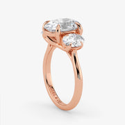 Oval Cut Lab Grown Diamond Engagement Ring in 18K Rose Gold - Three-Stone Style