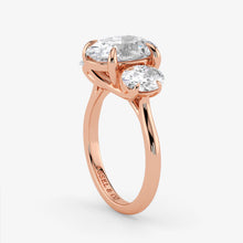 Oval Cut Lab Grown Diamond Engagement Ring in 18K Rose Gold - Three-Stone Style