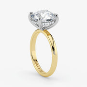 Round Lab Grown Diamond Classic Engagement Ring – Hidden Halo Style – Two Tone 18K – 4 Ct