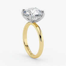 Round Lab Grown Diamond Classic Engagement Ring – Hidden Halo Style – Two Tone 18K – 3.5 Ct