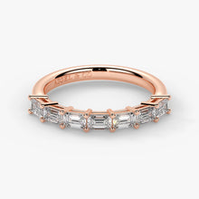 Emerald Cut Lab Grown Diamond Half-Paved Wedding Band Wedding Ring in 18K Rose Gold