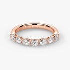 Oval Cut Lab Grown Diamond Half-Paved Wedding Band Wedding Ring in 18K Rose Gold