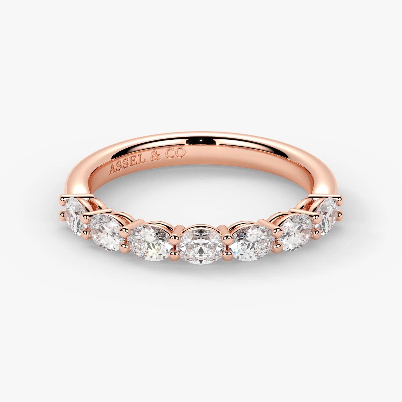 Oval Cut Lab Grown Diamond Half-Paved Wedding Band Wedding Ring in 18K Rose Gold