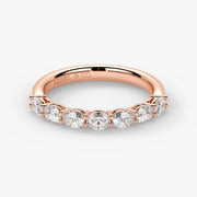 Oval Cut Lab Grown Diamond Half-Paved Wedding Band Wedding Ring in 18K Rose Gold