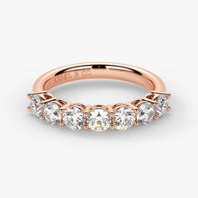 Round Cut Lab Grown Diamond Half-Paved Wedding Band Wedding Ring in 18K Rose Gold