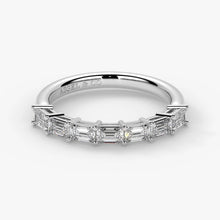 Emerald Cut Lab Grown Diamond Half-Paved Wedding Band Wedding Ring in Platinum