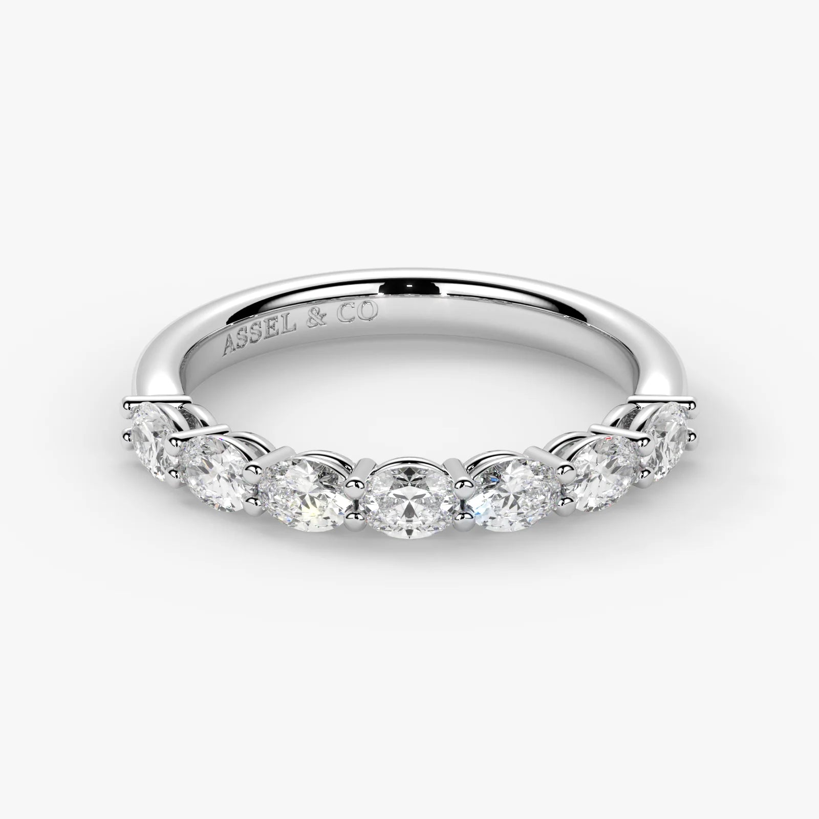 Oval Cut Lab Grown Diamond Half-Paved Wedding Band Wedding Ring in Platinum
