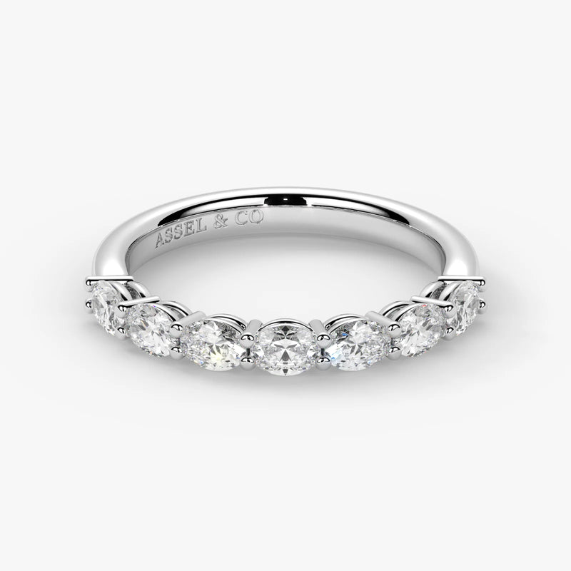 Oval Cut Lab Grown Diamond Half-Paved Wedding Band Wedding Ring in Platinum