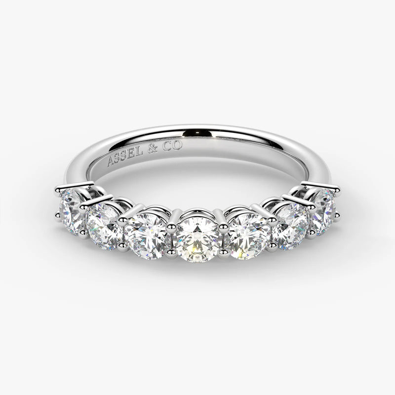 Round Cut Lab Grown Diamond Half-Paved Wedding Band Wedding Ring in 18K White Gold