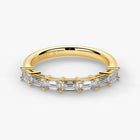 Emerald Cut Lab Grown Diamond Half-Paved Wedding Band Wedding Ring in 18K Yellow Gold