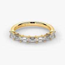 Emerald Cut Lab Grown Diamond Half-Paved Wedding Band Wedding Ring in 18K Yellow Gold
