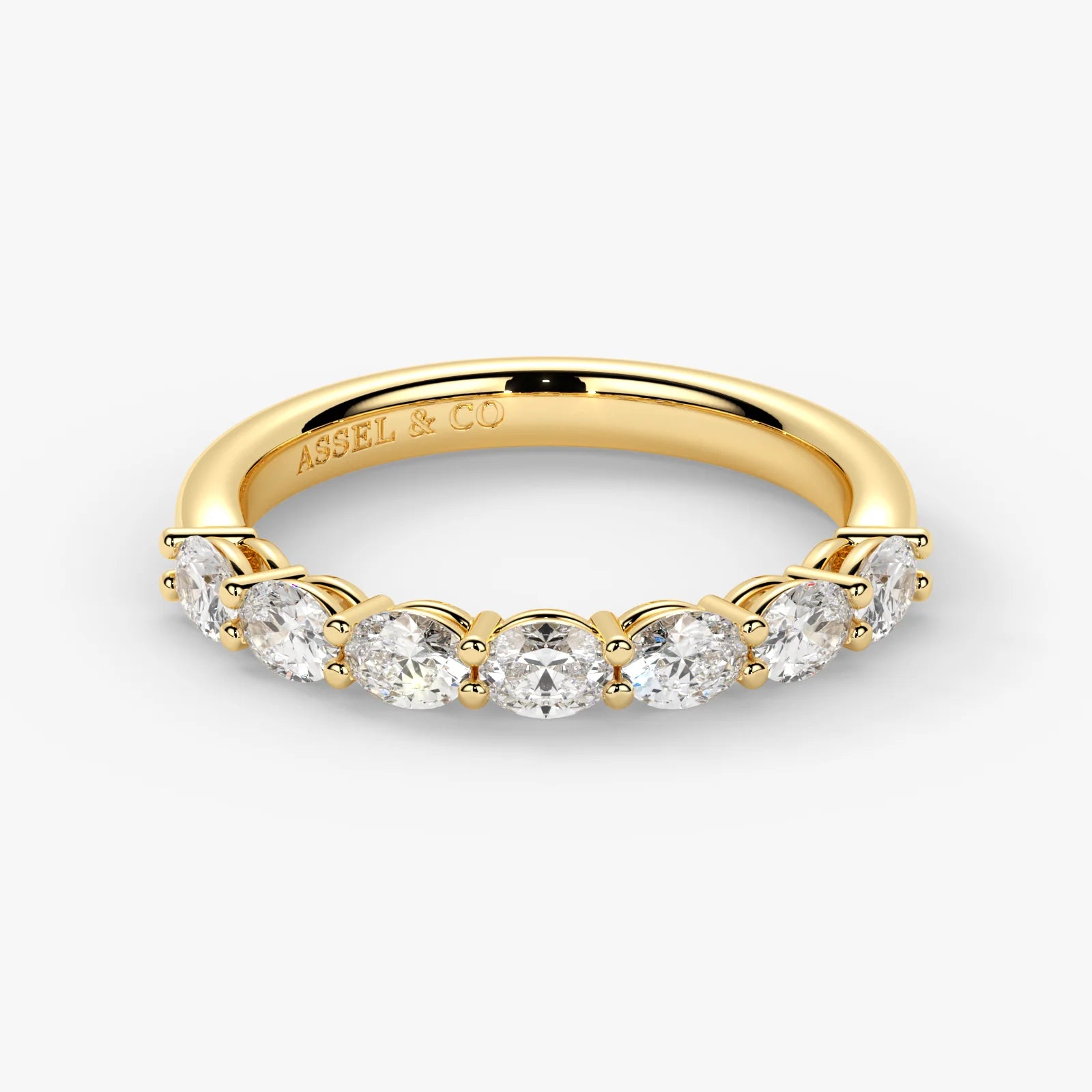 Oval Cut Lab Grown Diamond Half-Paved Wedding Band Wedding Ring in 18K Yellow Gold