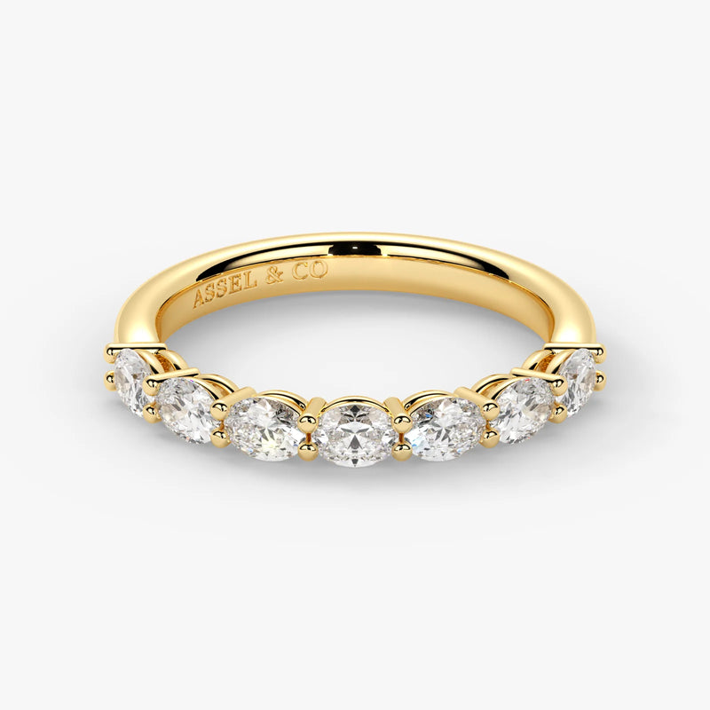 Oval Cut Lab Grown Diamond Half-Paved Wedding Band Wedding Ring in 18K Yellow Gold