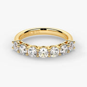 Round Cut Lab Grown Diamond Half-Paved Wedding Band Wedding Ring in 18K Yellow Gold