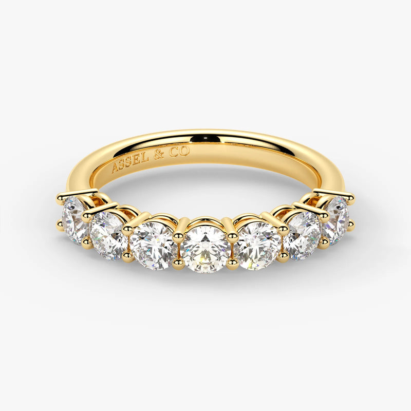 Round Cut Lab Grown Diamond Half-Paved Wedding Band Wedding Ring in 18K Yellow Gold