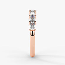 Emerald Cut Lab Grown Diamond Half-Paved Wedding Band Wedding Ring in 18K Rose Gold