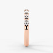 Oval Cut Lab Grown Diamond Half-Paved Wedding Band Wedding Ring in 18K Rose Gold