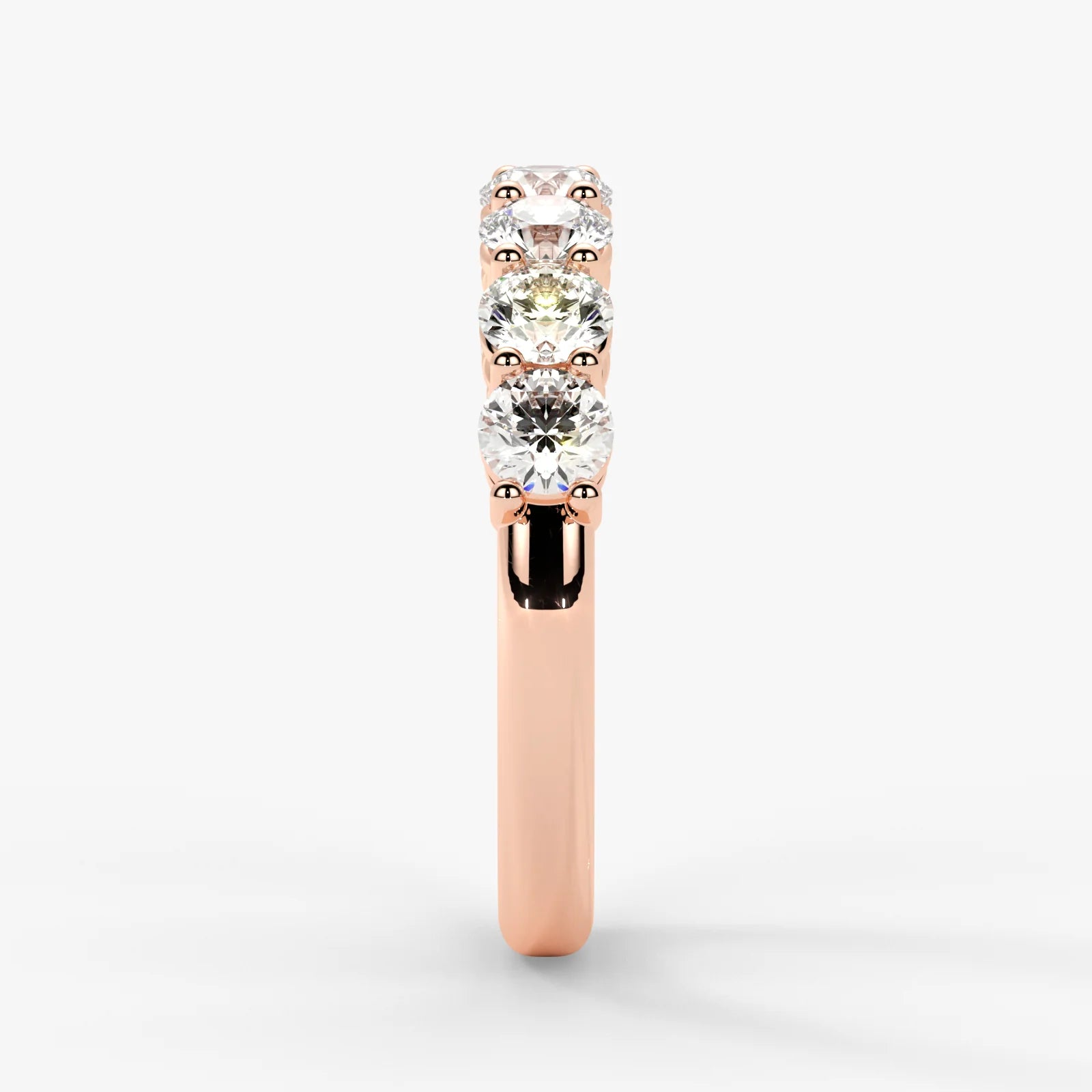 Round Cut Lab Grown Diamond Half-Paved Wedding Band Wedding Ring in 18K Rose Gold