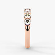 Round Cut Lab Grown Diamond Half-Paved Wedding Band Wedding Ring in 18K Rose Gold