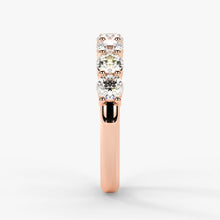 Round Cut Lab Grown Diamond Half-Paved Wedding Band Wedding Ring in 18K Rose Gold