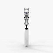 Emerald Cut Lab Grown Diamond Half-Paved Wedding Band Wedding Ring in Platinum