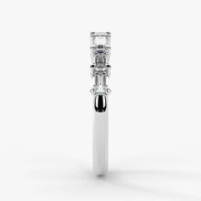 Emerald Cut Lab Grown Diamond Half-Paved Wedding Band Wedding Ring in Platinum
