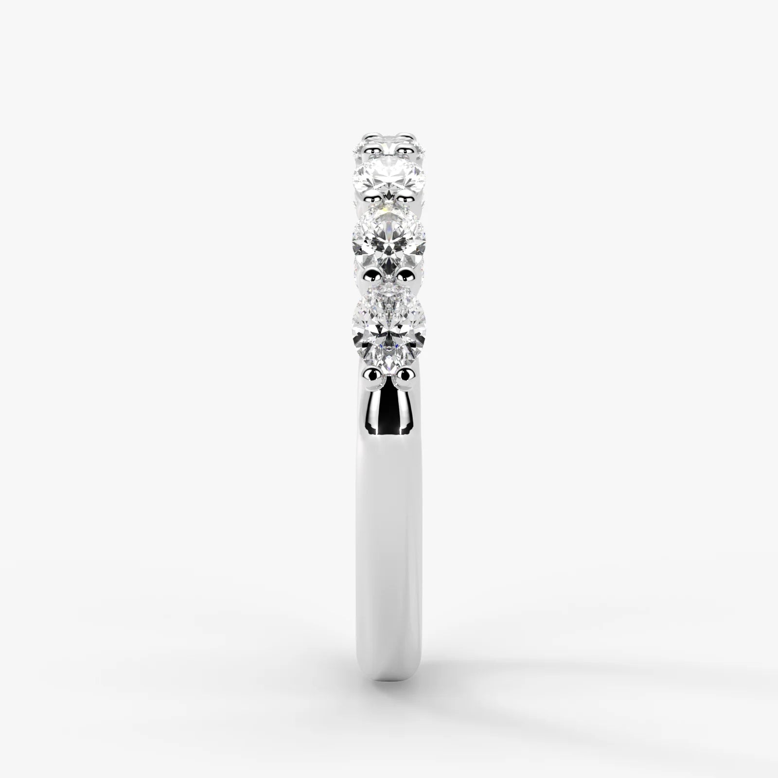 Oval Cut Lab Grown Diamond Half-Paved Wedding Band Wedding Ring in 18K White Gold