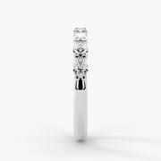 Oval Cut Lab Grown Diamond Half-Paved Wedding Band Wedding Ring in 18K White Gold