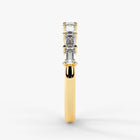 Emerald Cut Lab Grown Diamond Half-Paved Wedding Band Wedding Ring in 18K Yellow Gold