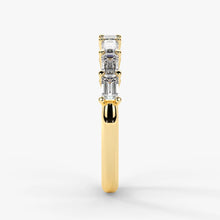 Emerald Cut Lab Grown Diamond Half-Paved Wedding Band Wedding Ring in 18K Yellow Gold