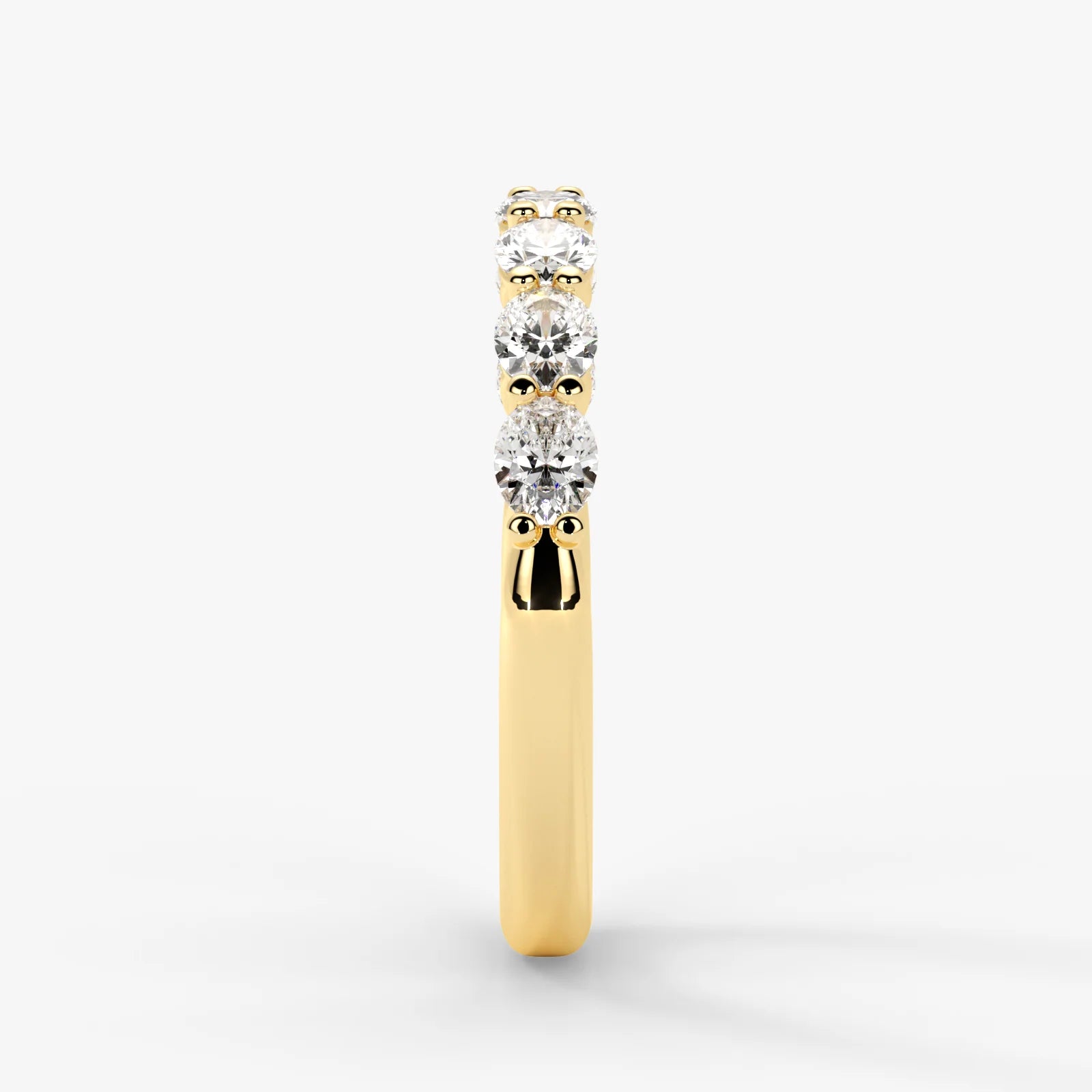 Oval Cut Lab Grown Diamond Half-Paved Wedding Band Wedding Ring in 18K Yellow Gold